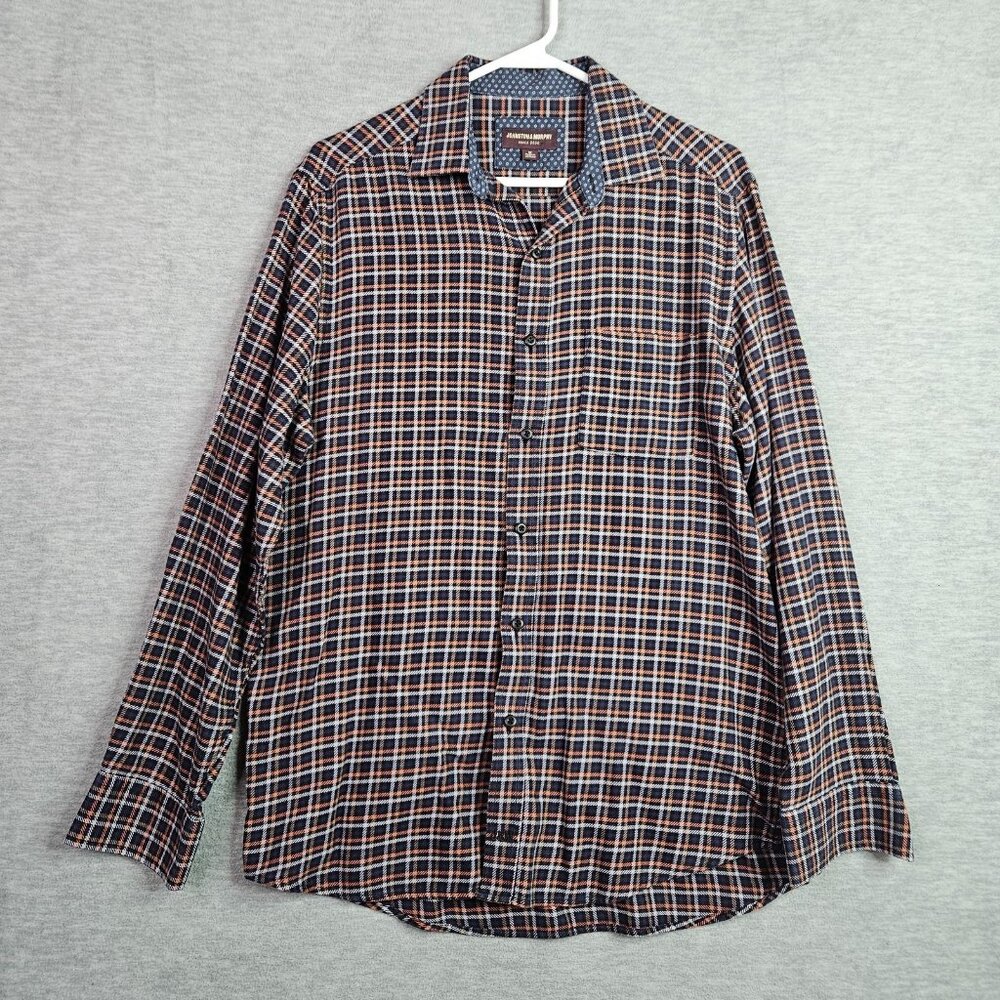 Johnston & Murphy Plaid Shirt Men’s M Long Sleeve Button Up 100% Cotton